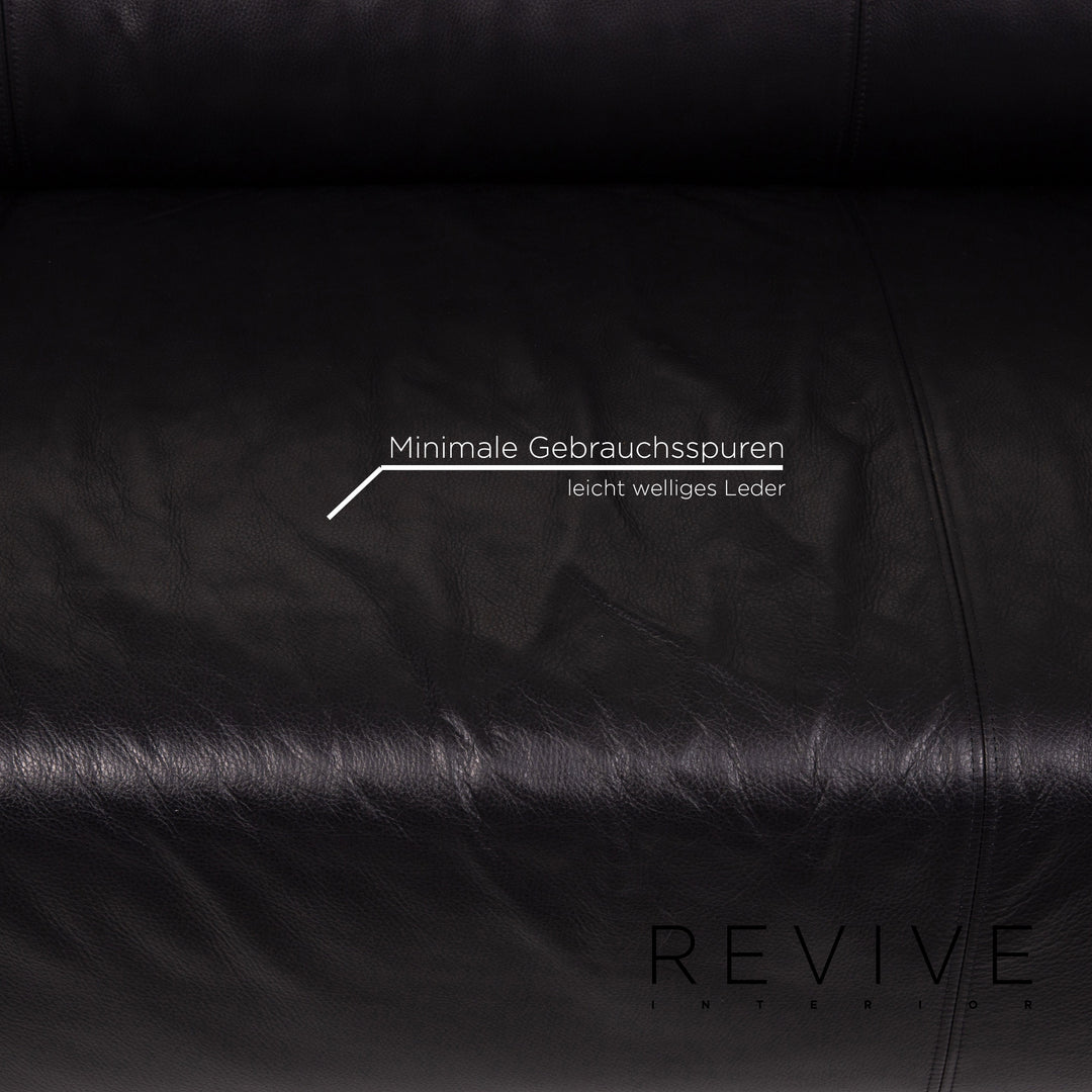 Rolf Benz leather sofa set black 1x three-seater 1x two-seater 1x armchair #15511