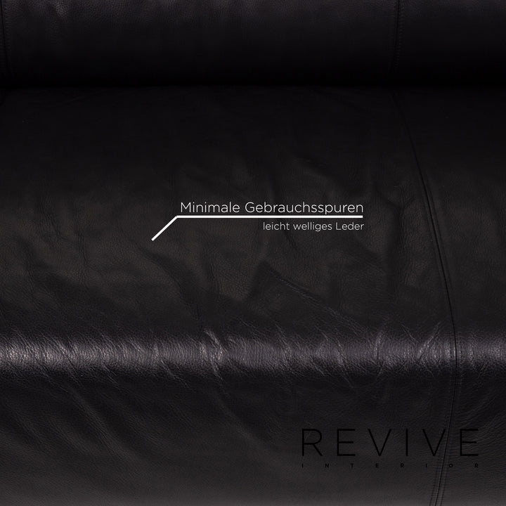 Rolf Benz leather sofa set black 1x three-seater 1x two-seater 1x armchair #15511