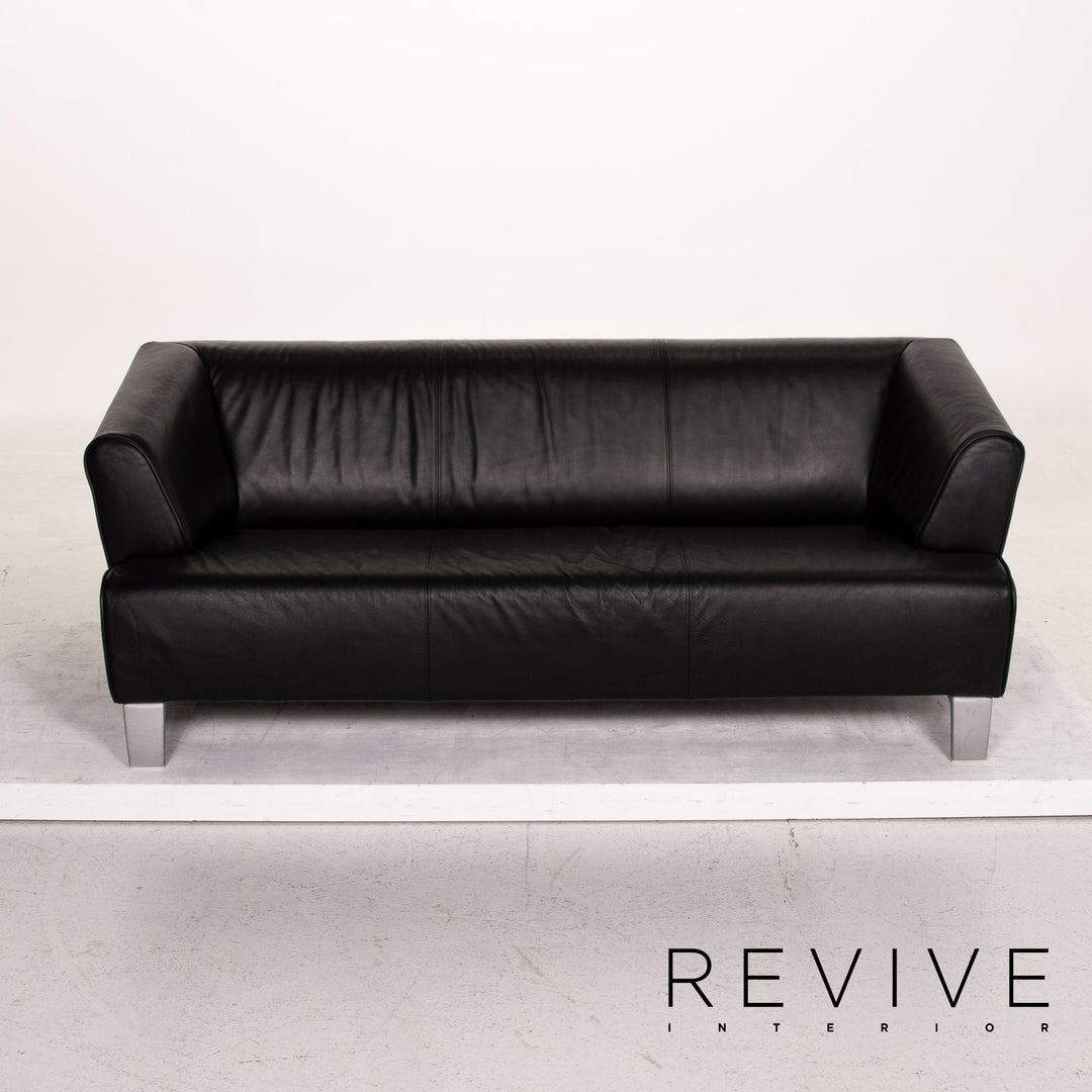 Rolf Benz leather sofa set black 1x three-seater 1x two-seater 1x armchair #15511