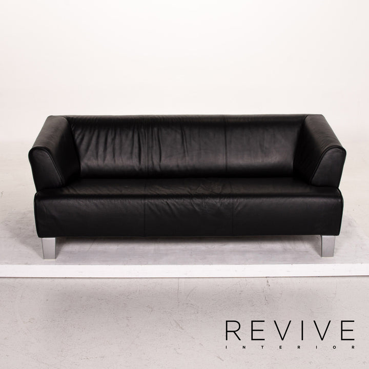 Rolf Benz leather sofa set black 1x three-seater 1x two-seater 1x armchair #15511