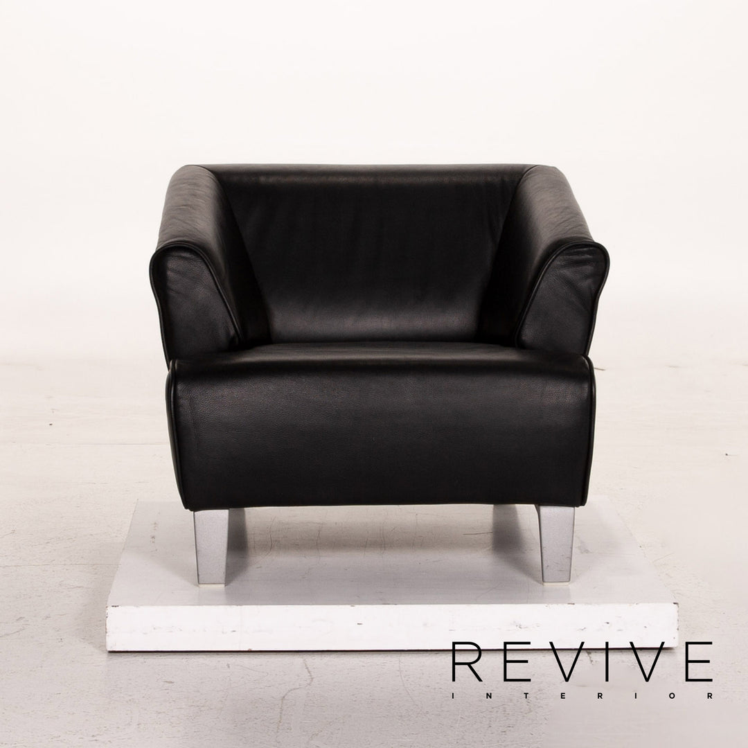 Rolf Benz leather sofa set black 1x three-seater 1x two-seater 1x armchair #15511