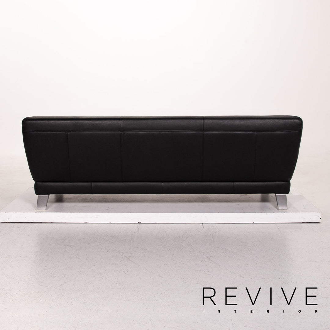 Rolf Benz leather sofa set black 1x three-seater 1x two-seater 1x armchair #15511