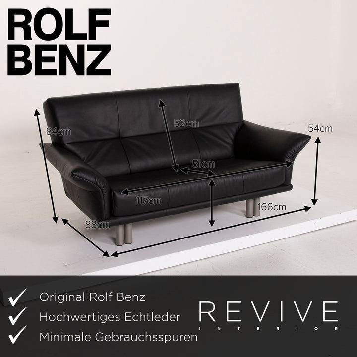 Rolf Benz leather sofa set black three-seater two-seater #15224