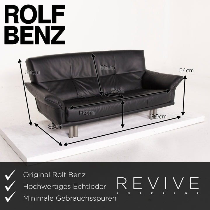 Rolf Benz leather sofa set black three-seater two-seater #15224