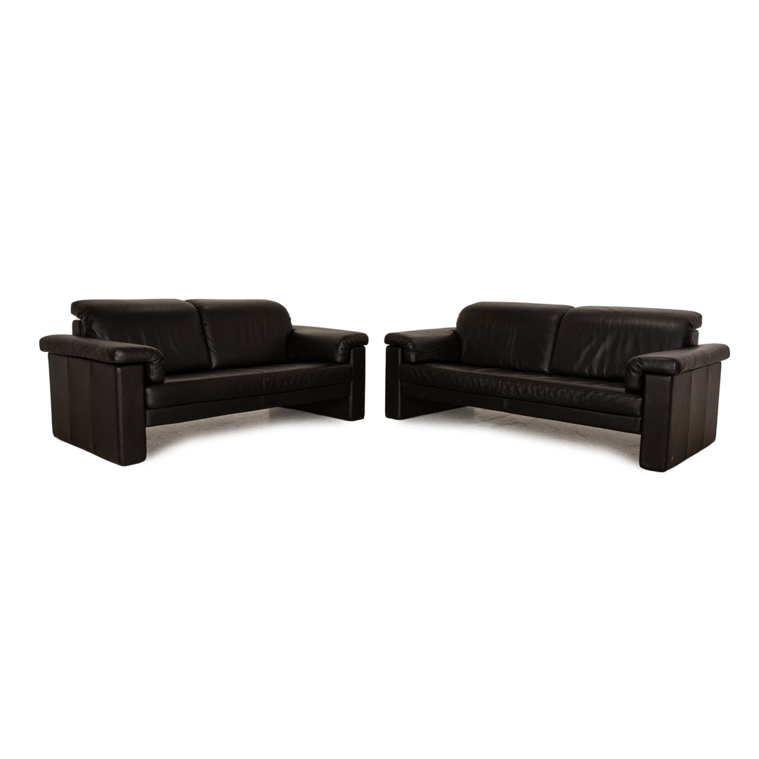 Rolf Benz Leder Sofa Garnitur Schwarz Dreisitzer Zweisitzer Sofa Couch