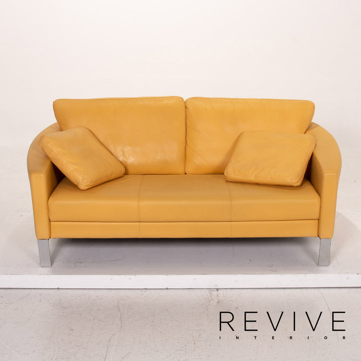 Rolf Benz leather sofa yellow two-seater couch #15157