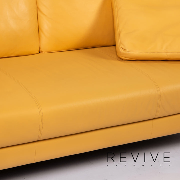 Rolf Benz leather sofa yellow two-seater couch #15157