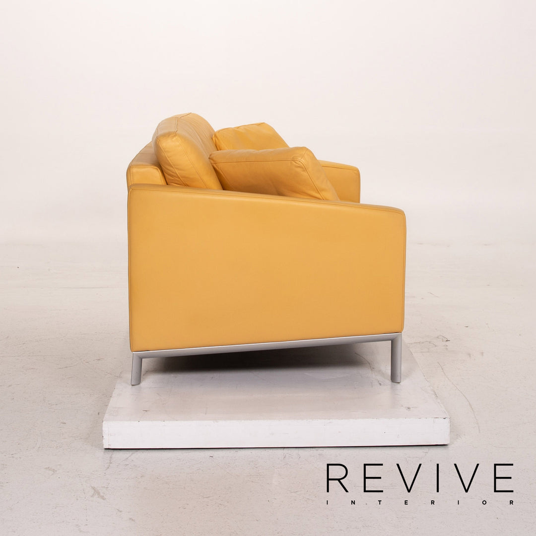 Rolf Benz leather sofa yellow two-seater couch #15157