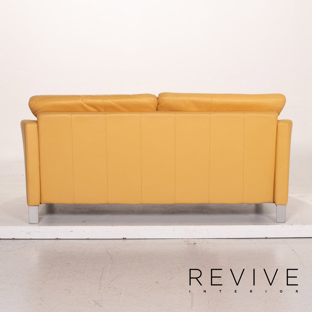 Rolf Benz leather sofa yellow two-seater couch #15157