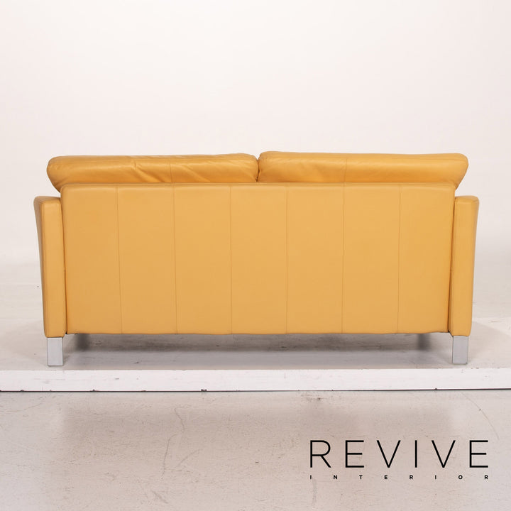 Rolf Benz leather sofa yellow two-seater couch #15157