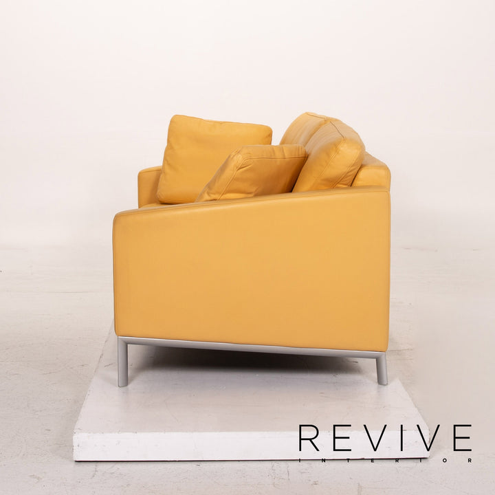 Rolf Benz leather sofa yellow two-seater couch #15157