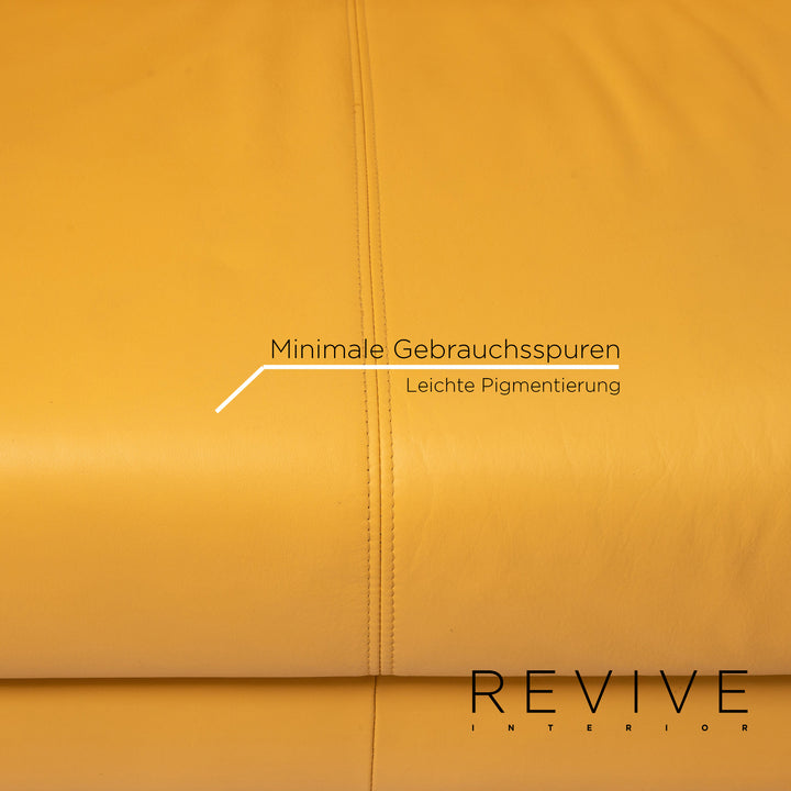 Rolf Benz leather sofa yellow two-seater couch #15157