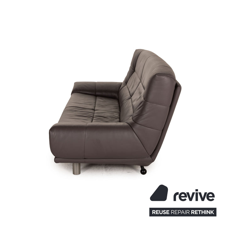 Rolf Benz Leder Sofa Grau Zweisitzer Couch