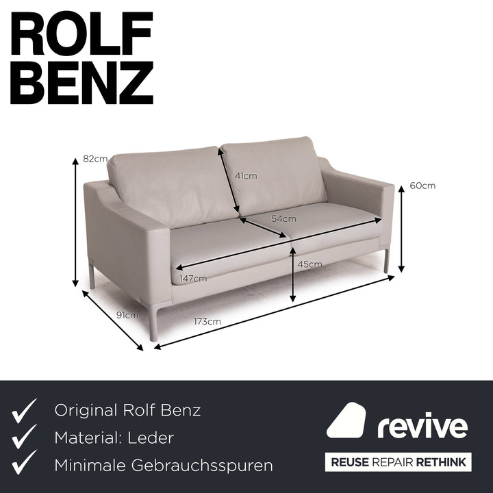 Rolf Benz Leder Sofa Grau Zweisitzer Couch