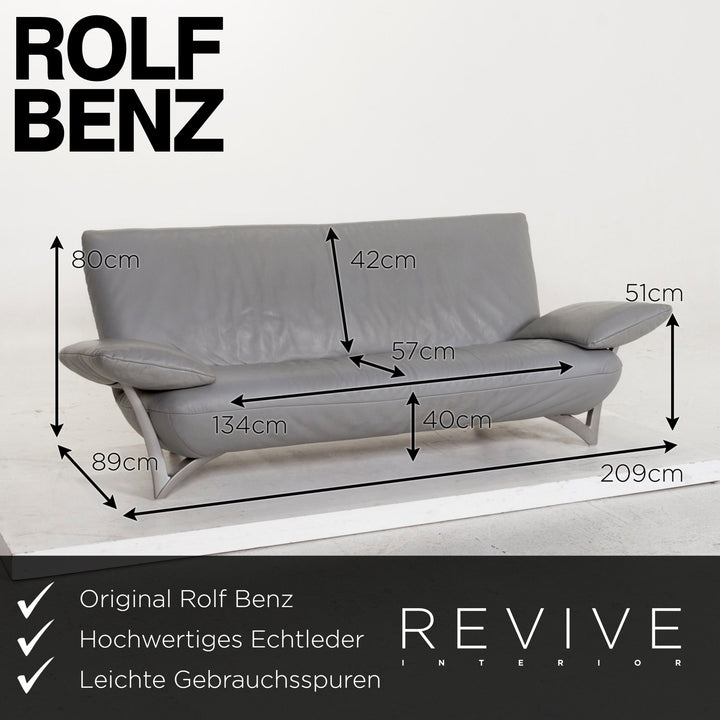 Rolf Benz Leder Sofa Grau ZweisitzerCouch #12825