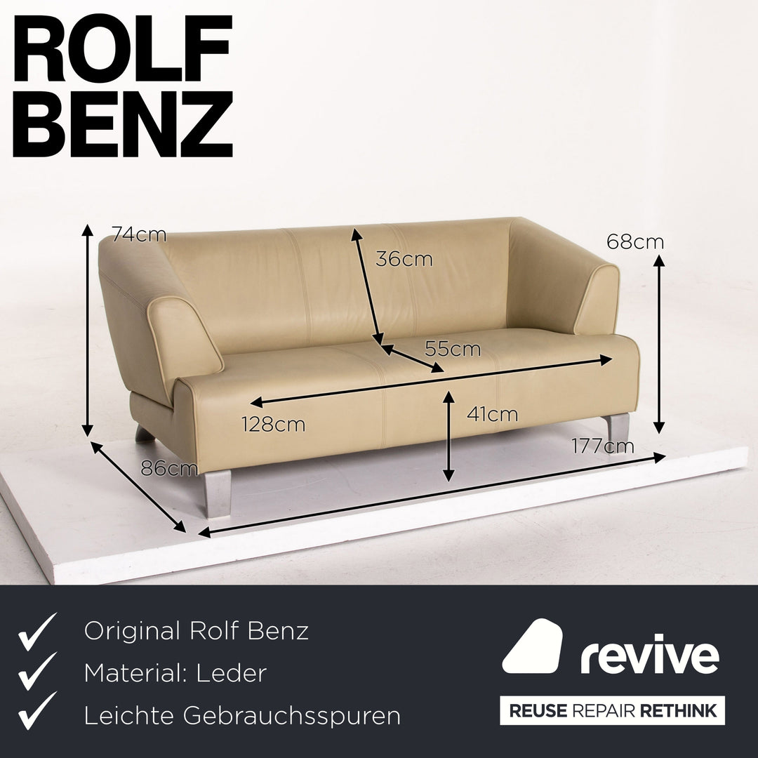 Rolf Benz Leder Sofa Grün Lindgrün Zweisitzer Couch #14657