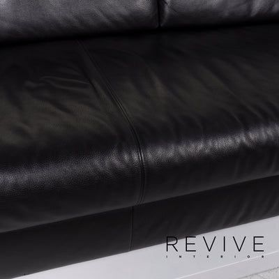 Rolf Benz Leder Sofa Schwarz Dreisitzer #13199