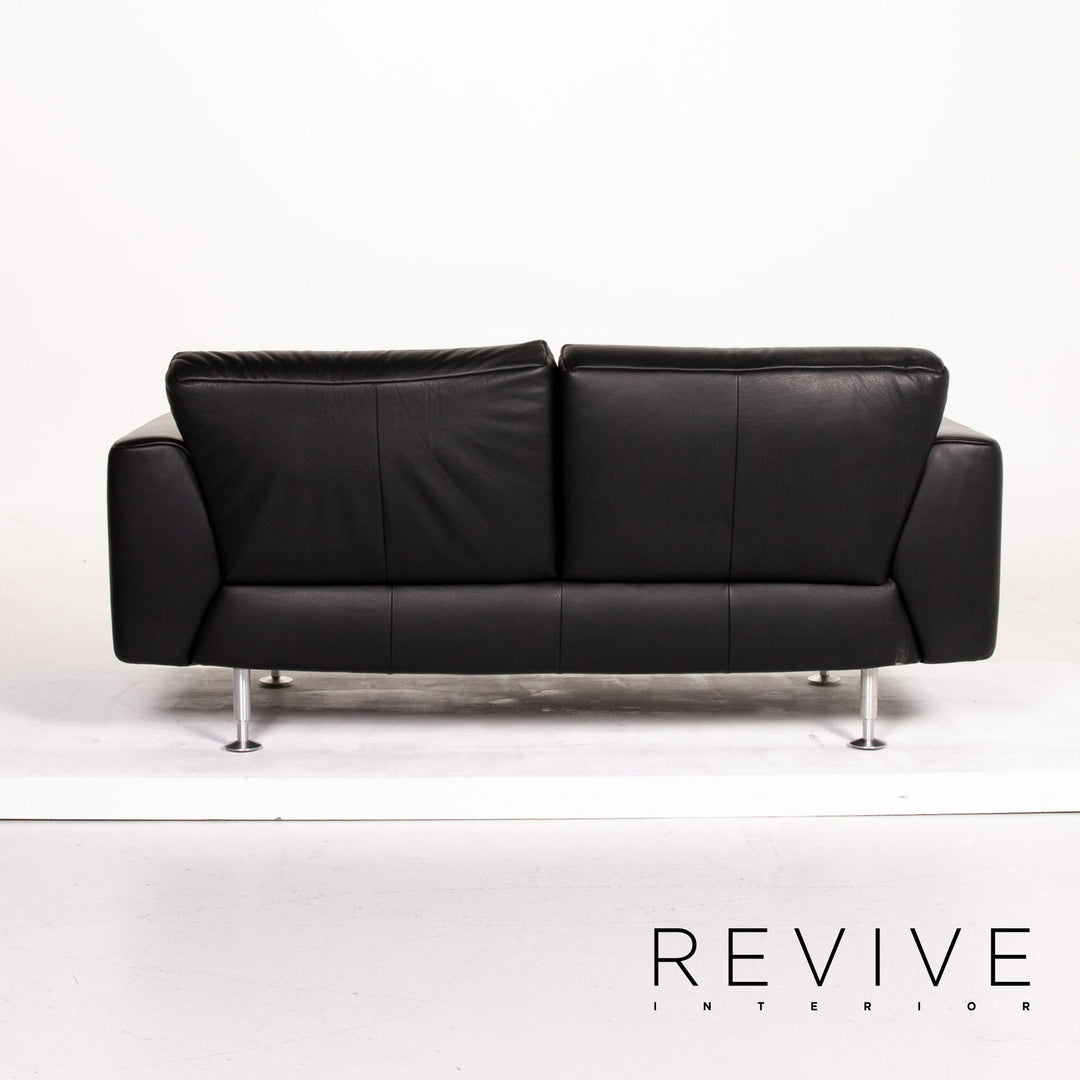 Rolf Benz leather sofa black two-seater couch #14105