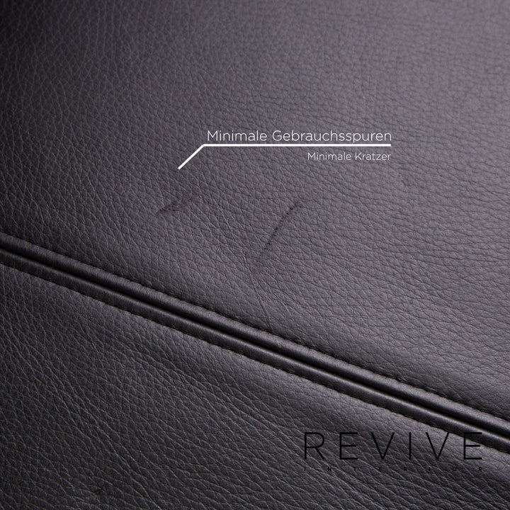 Rolf Benz leather sofa black two-seater couch #14105