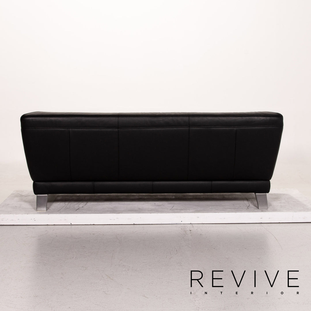 Rolf Benz leather sofa black two-seater couch #15138