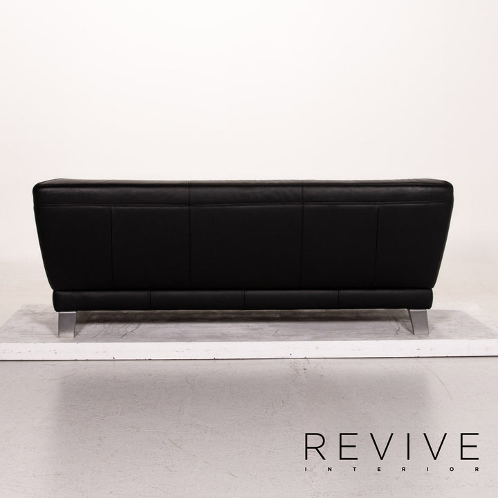 Rolf Benz leather sofa black two-seater couch #15138