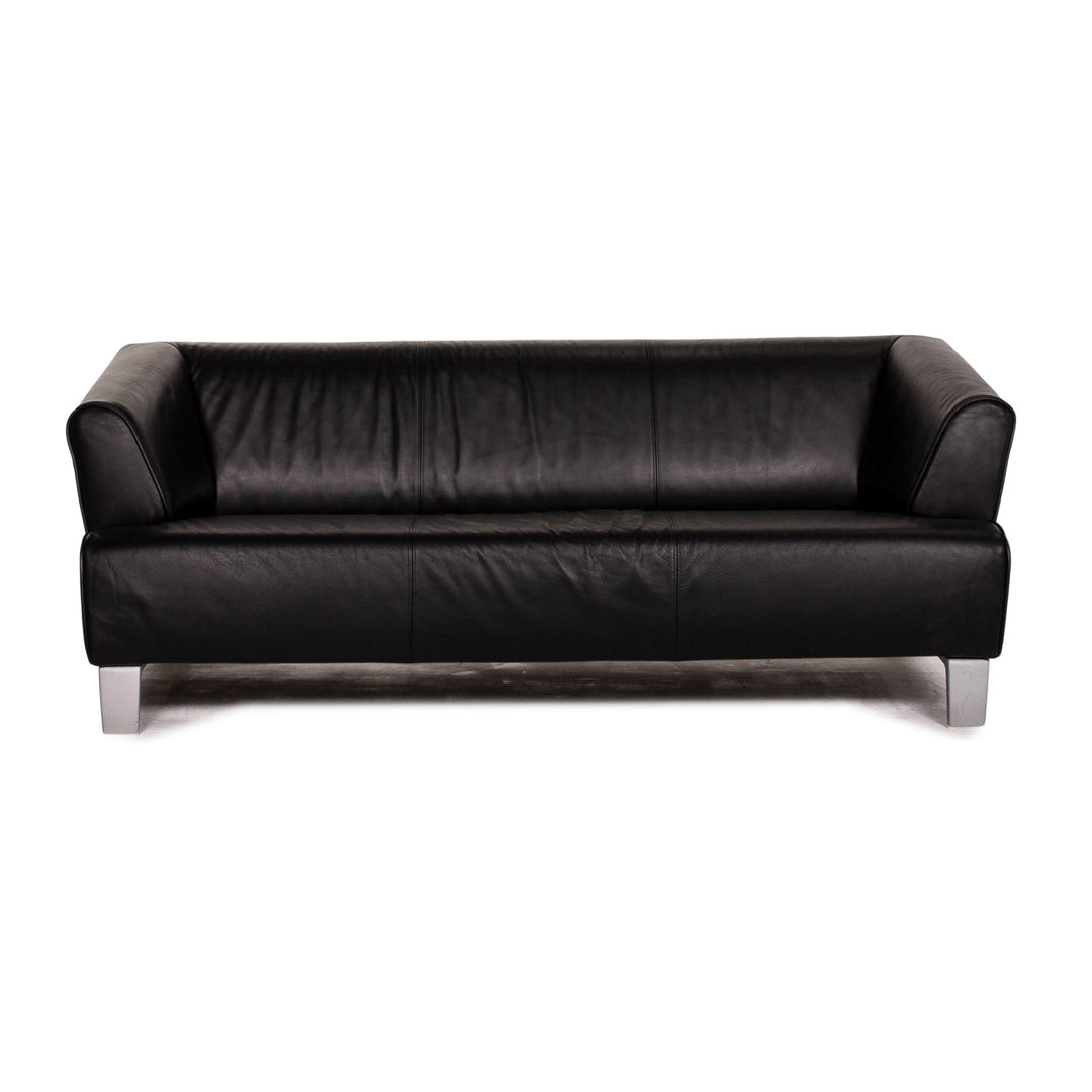 Rolf Benz leather sofa black two-seater couch #15138