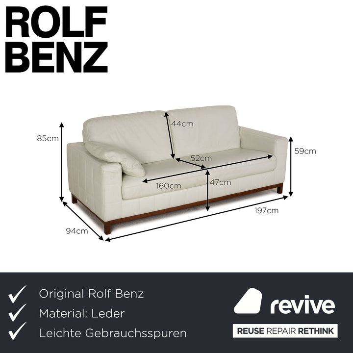 Rolf Benz Leder Sofa Weiß Dreisitzer Couch