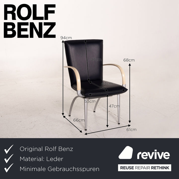 Rolf Benz Leder Stuhl Blau Creme Esszimmerstuhl #15630