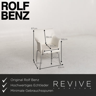 Rolf Benz Leder Stuhl Garnitur Weiß Esszimmerstuhl Sessel #13348