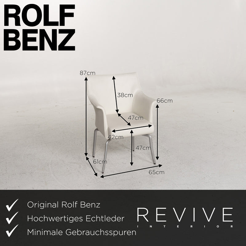 Rolf Benz Leder Stuhl Garnitur Weiß Esszimmerstuhl Sessel 