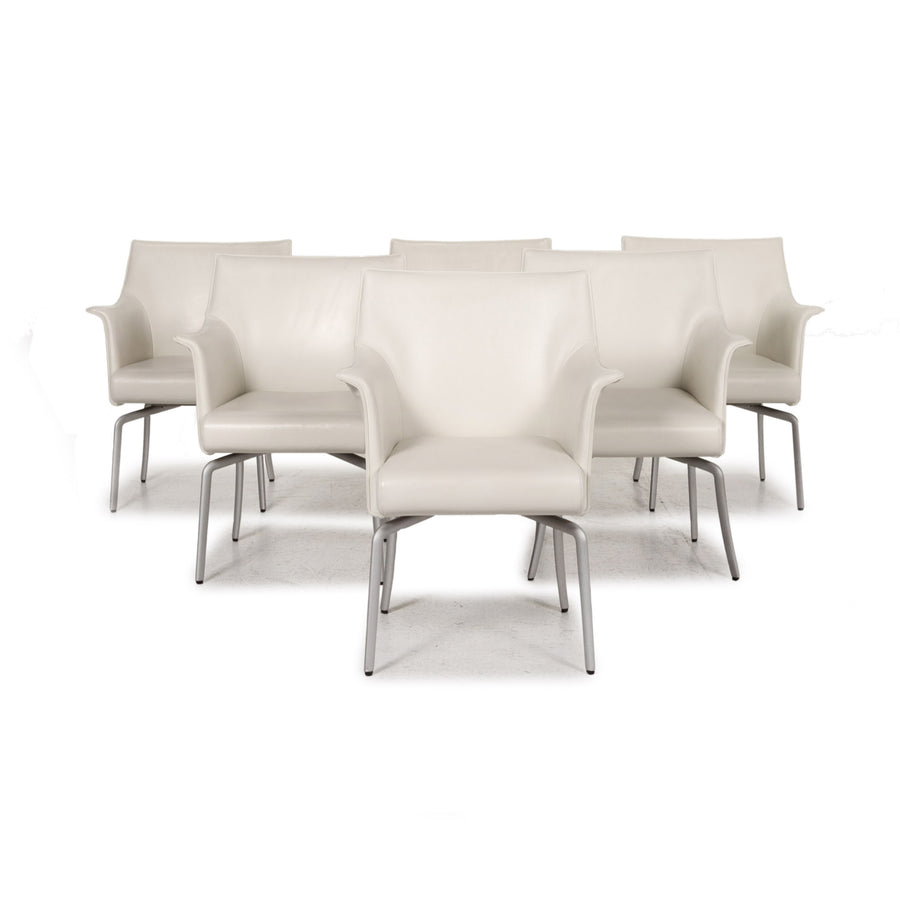Rolf Benz Leather Chair Set White Dining Chair Armchair #13348
