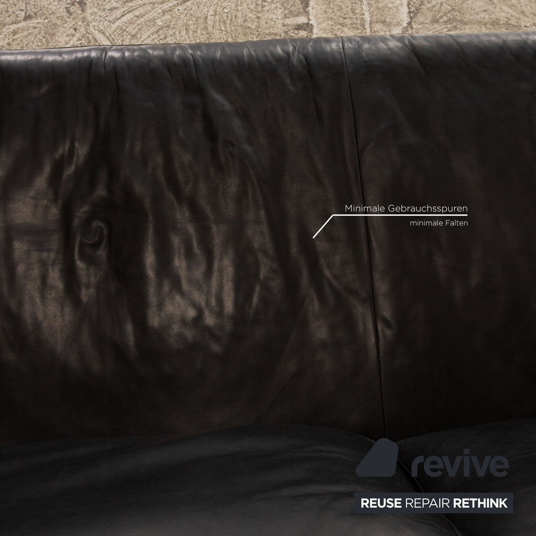 Rolf Benz leather two-seater anthracite sofa couch