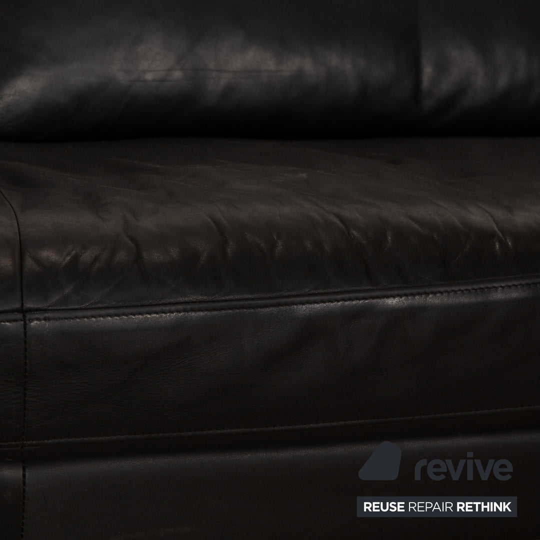 Rolf Benz leather two-seater anthracite sofa couch