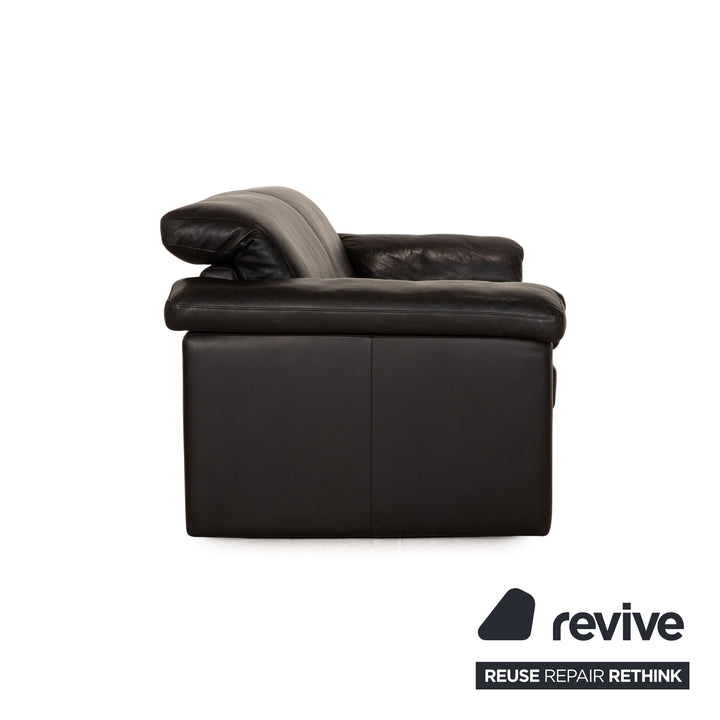 Rolf Benz leather two-seater anthracite sofa couch
