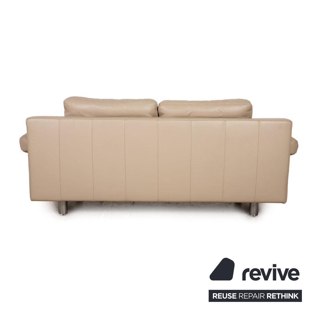 Rolf Benz leather two-seater beige sofa couch