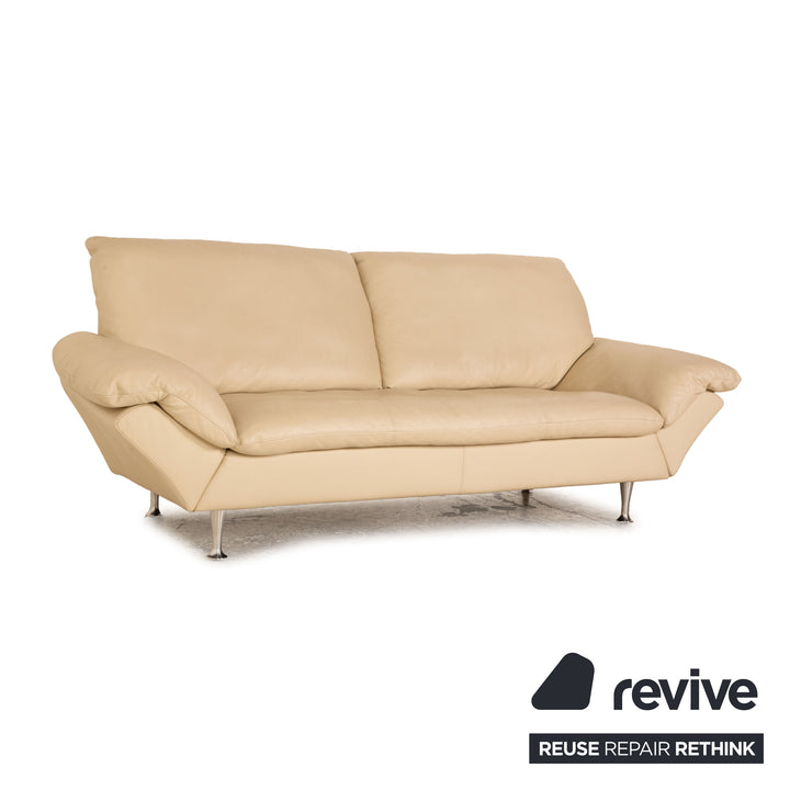 Rolf Benz Leder Zweisitzer Beige Sofa Couch