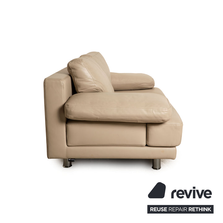 Rolf Benz leather two-seater beige sofa couch