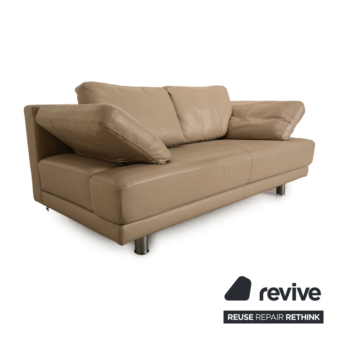 Rolf Benz leather two-seater beige sofa couch