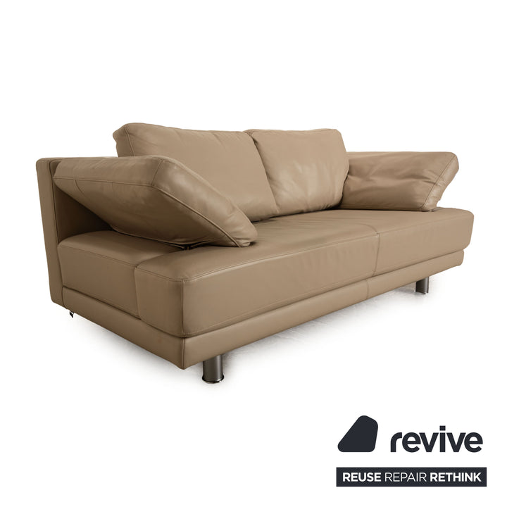 Rolf Benz leather two-seater beige sofa couch