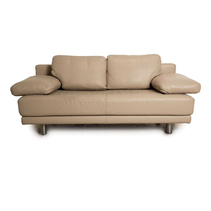 Rolf Benz leather two-seater beige sofa couch