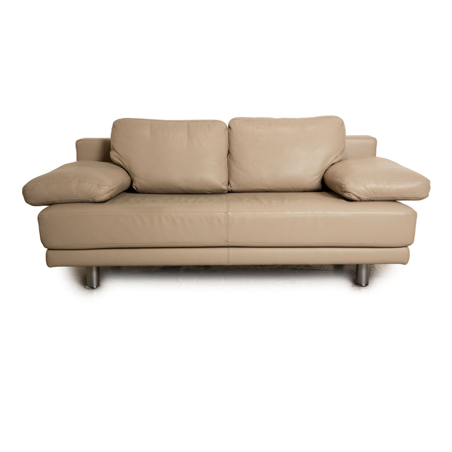 Rolf Benz leather two-seater beige sofa couch