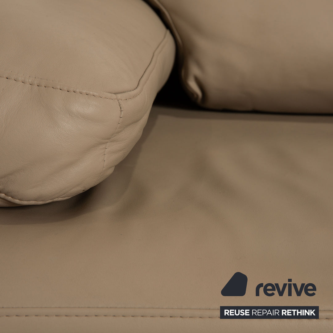 Rolf Benz leather two-seater beige sofa couch