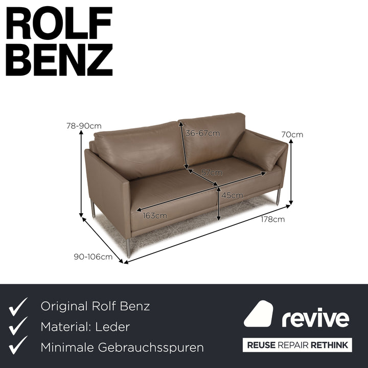 Rolf Benz Leder Zweisitzer Beige Sofa Couch Funktion