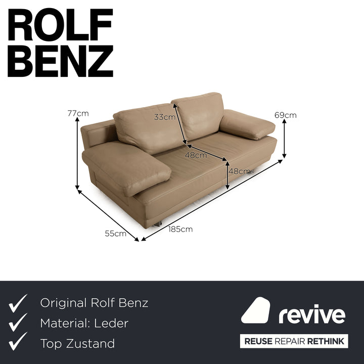 Rolf Benz leather two-seater beige sofa couch