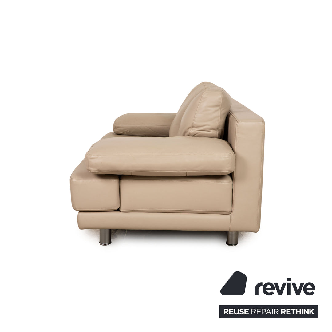 Rolf Benz leather two-seater beige sofa couch