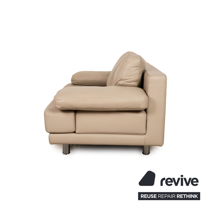 Rolf Benz leather two-seater beige sofa couch