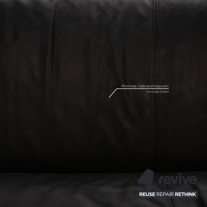 Rolf Benz leather two-seater black sofa couch