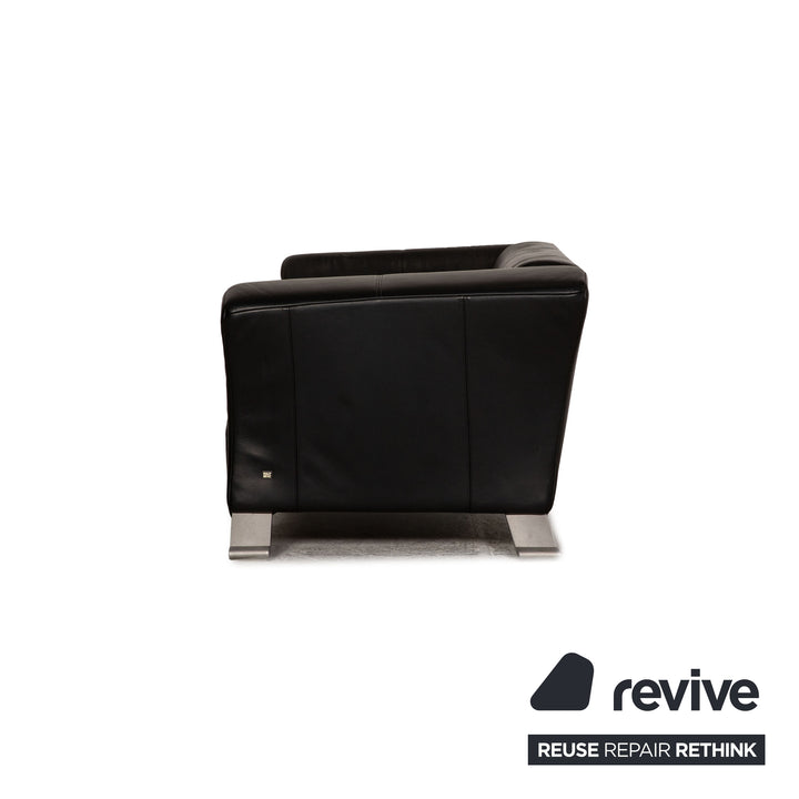 Rolf Benz leather two-seater black sofa couch