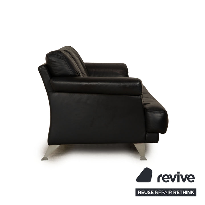 Rolf Benz leather two-seater black sofa couch