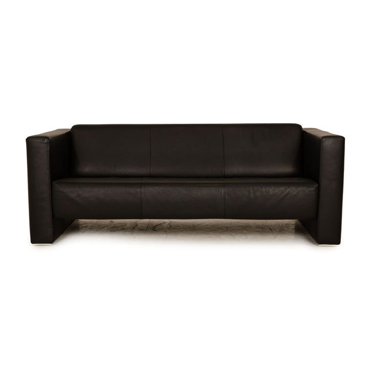 Rolf Benz leather two-seater black sofa couch